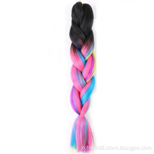 Jumbo Braiding Hair Extensions Braiding Hair 24 Inch Ombre Multiple Tone Colored Synthetic Hair for Women